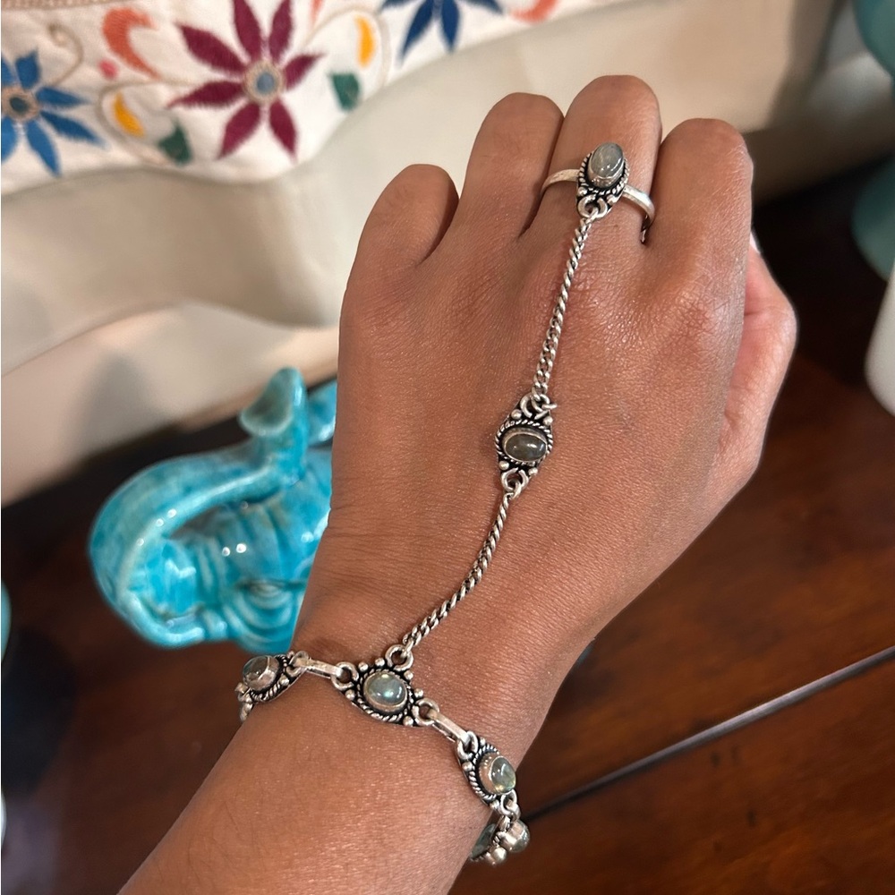Elegant Silver Chain Bracelet and Ring Set